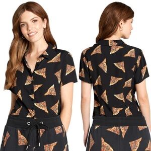 Dangerfield Fairy Bread Short Sleeve Button Up Novelty Shirt Black Size 16/ XL